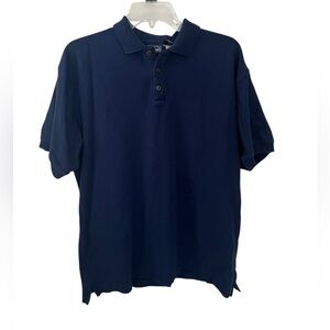 Patagonia Mens Polo Medium Navy Blue Short Sleeve Organic Cotton